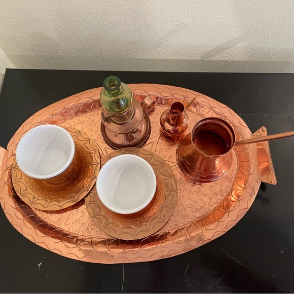 Antique Handmade Miniature Coffee Set with Green Accent ( made in Albania) - Picture 5 of 12